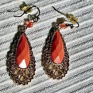 Orange and Gold Dangling Earrings
